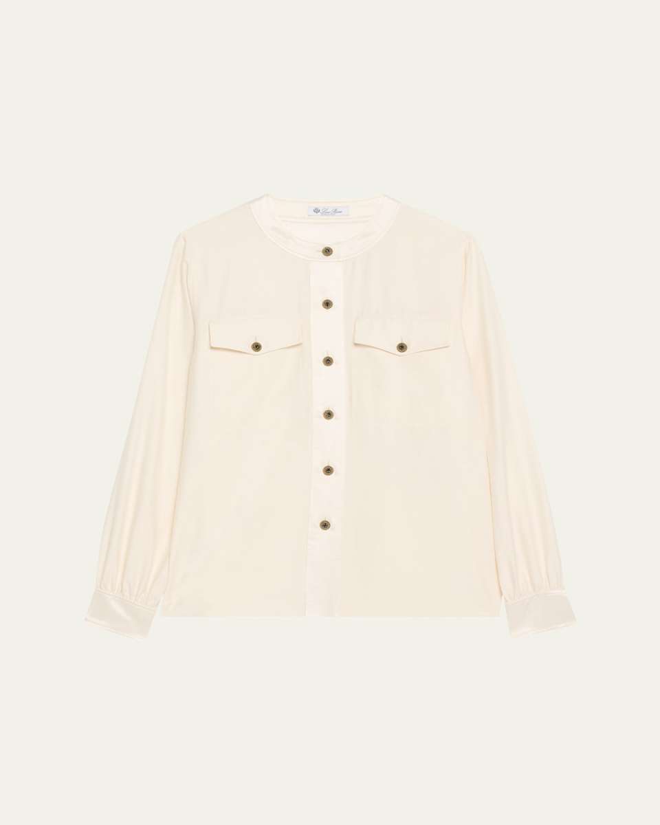 Quincy Nep Shantung Button-Down Shirt